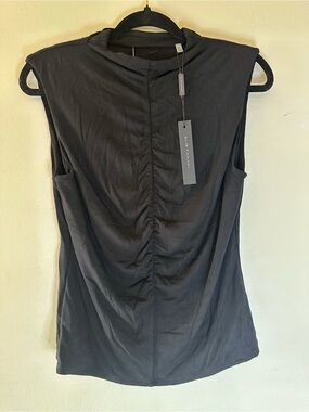 NWT Elie Tahari Black Sleeveless Ruched-Back Tank Top